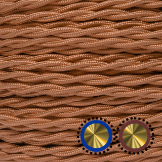 Textilkabel einzelnumflochten verseilt 2x0,75mm², altgold